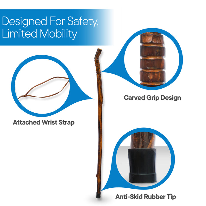 Natural Wood Walking Stick (Smooth Handle, 48 Inch) — My RMS Store
